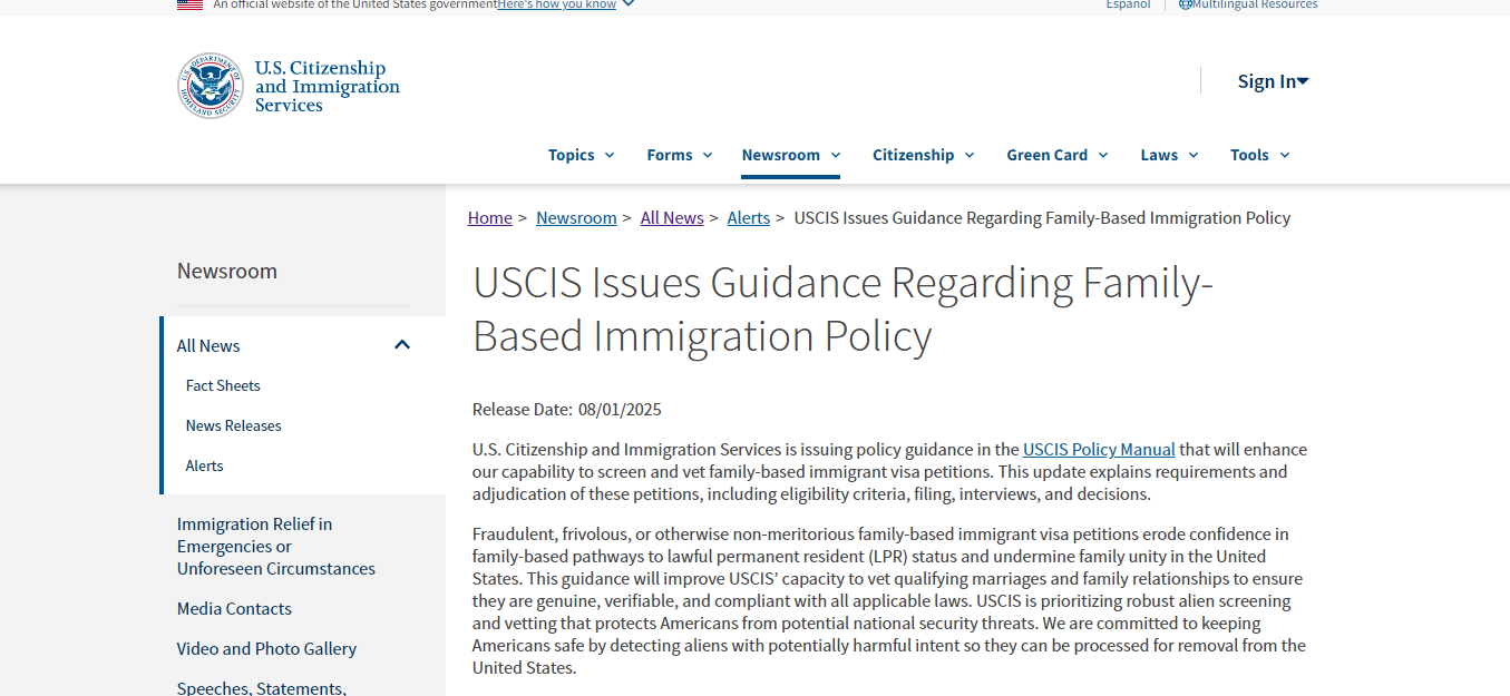 2025美国家庭团聚移民审查全面升级，六类申请人